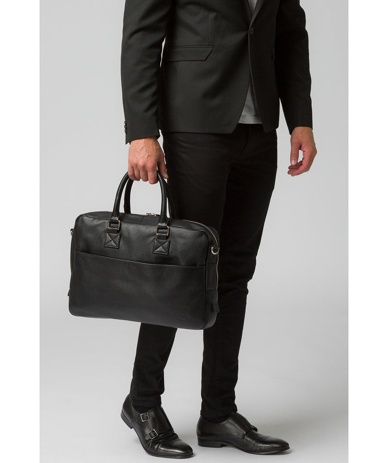 'Reagan' Black Leather Workbag image 7