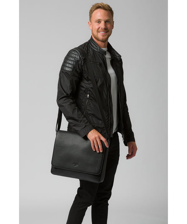 'Rory' Black Leather Messenger Bag image 2