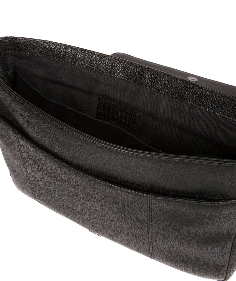 'Marv' Black Leather Messenger Bag Pure Luxuries London