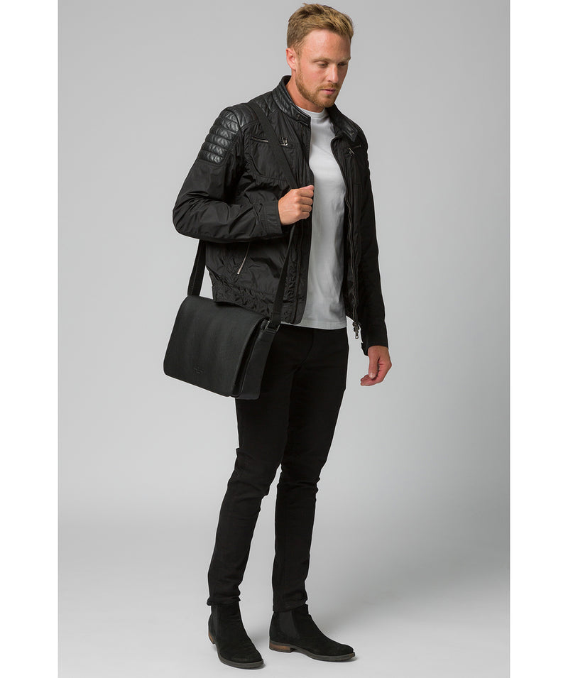 'Marv' Black Leather Messenger Bag image 2