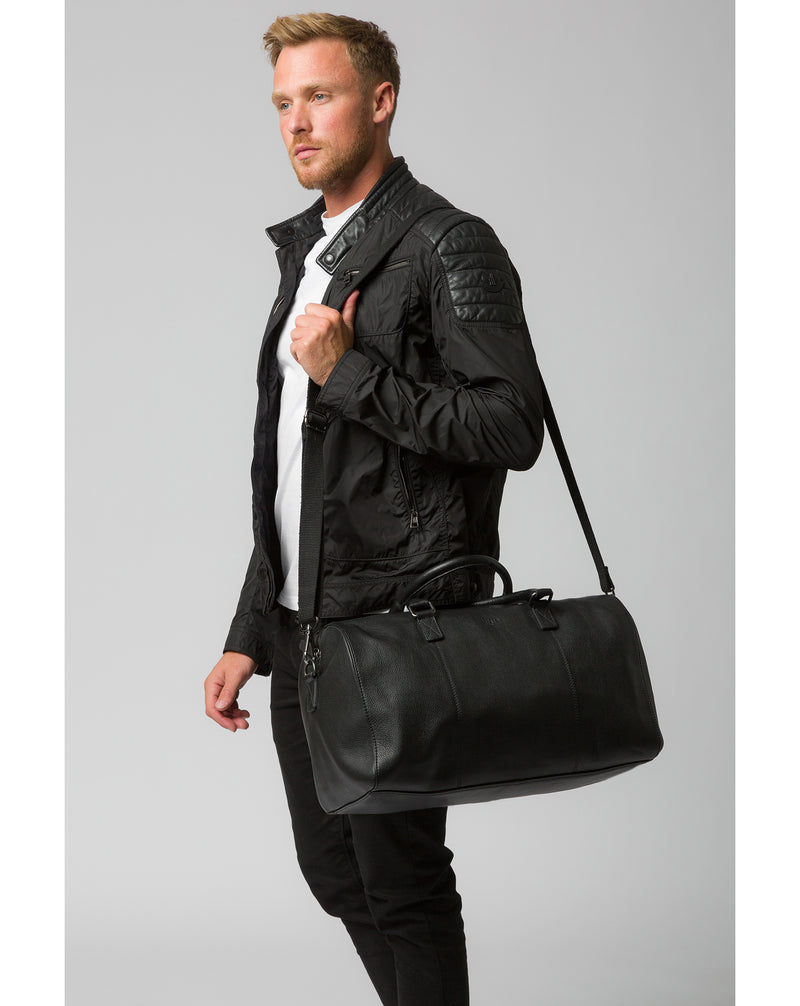 'Weekender' Black Leather Holdall