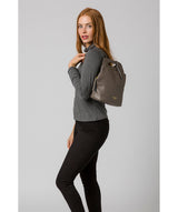 'Phoebe' Silver Grey Leather Backpack image 2