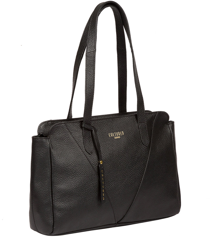 'Greta' Black Leather Shoulder Bag image 5