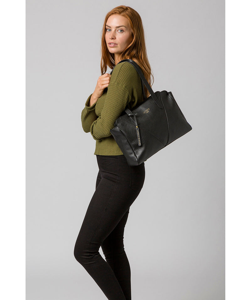 'Greta' Black Leather Shoulder Bag Pure Luxuries London