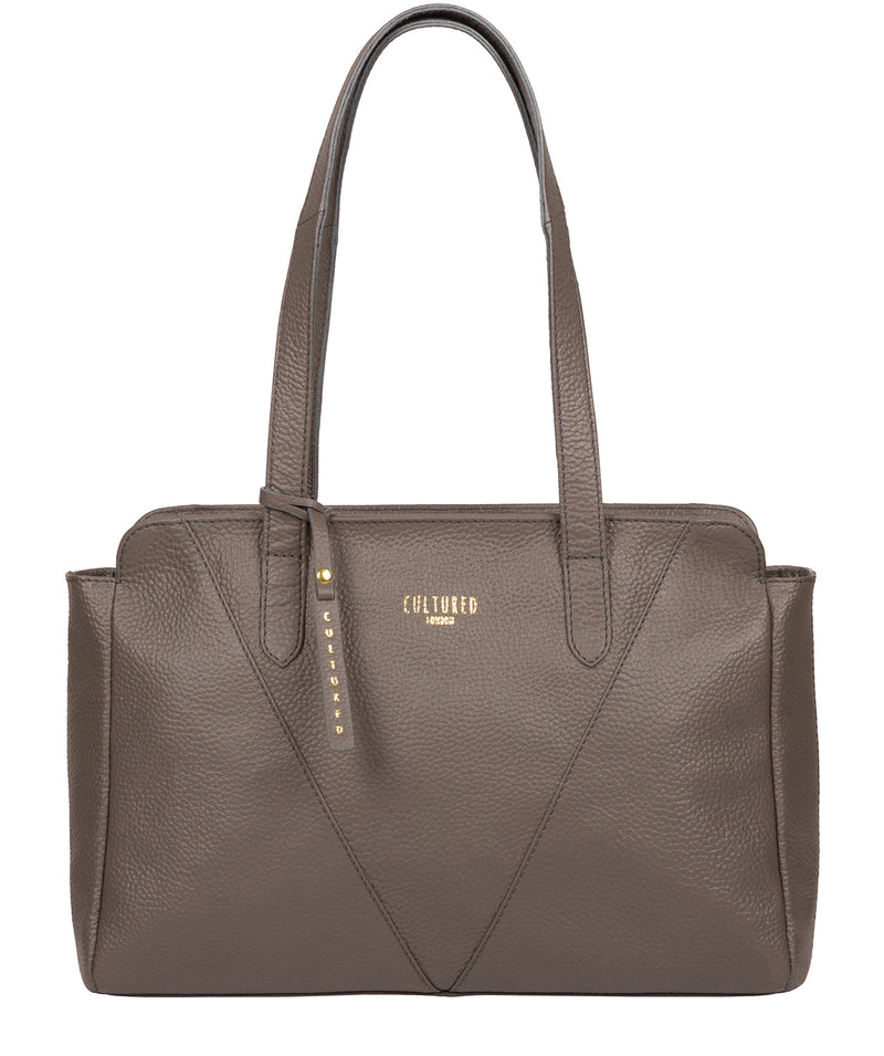 'Greta' Silver Grey Leather Shoulder Bag image 1