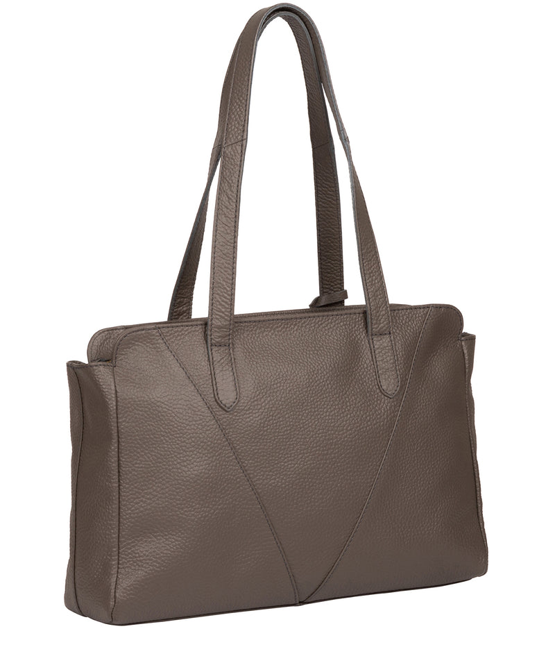 'Greta' Silver Grey Leather Shoulder Bag image 3