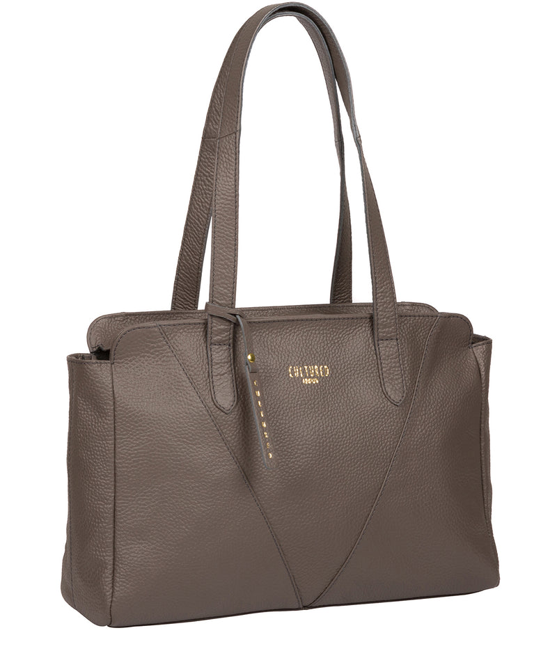 'Greta' Silver Grey Leather Shoulder Bag image 5