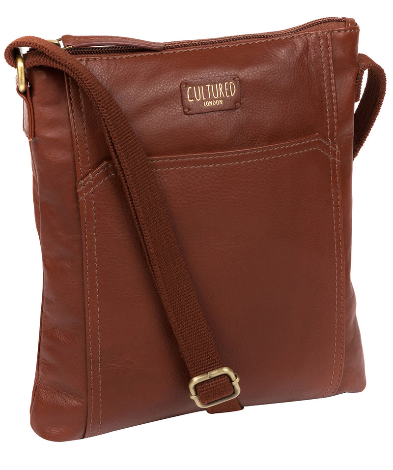 'Lucie' Cognac Leather Cross Body Bags Pure Luxuries London