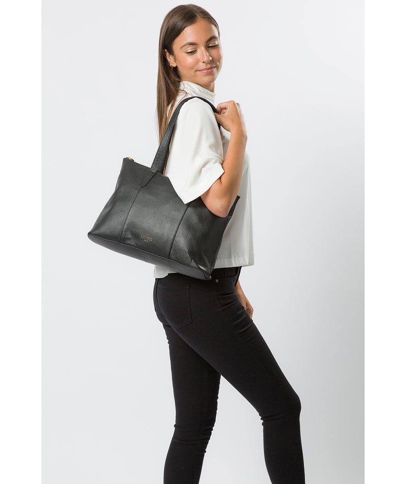 'Ombra' Black Leather Tote Bag image 2