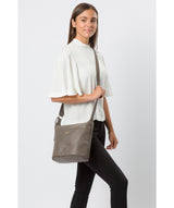 'Olsen' Silver Grey Leather Shoulder Bag image 2