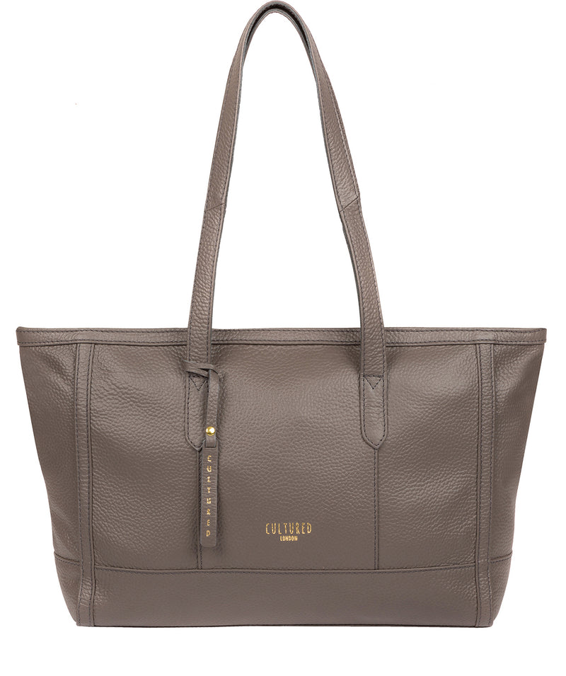 'Silvana' Silver Grey Leather Tote Bag
