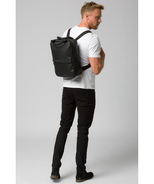 'Alps' Black Leather Backpack image 2