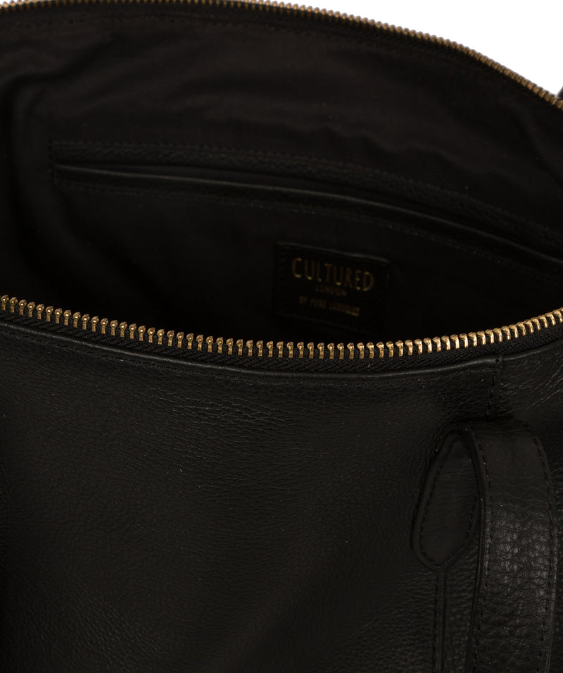 'Barbican' Black Leather Tote Bag