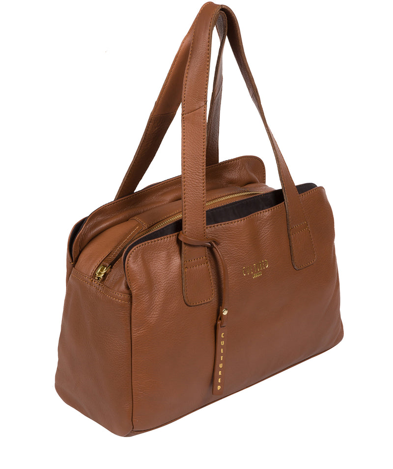 'Marquee' Dark Tan Leather Handbag