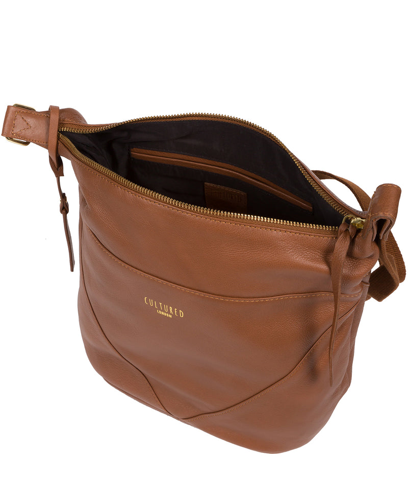 'Chelsea' Dark Tan Leather Shoulder Bag
