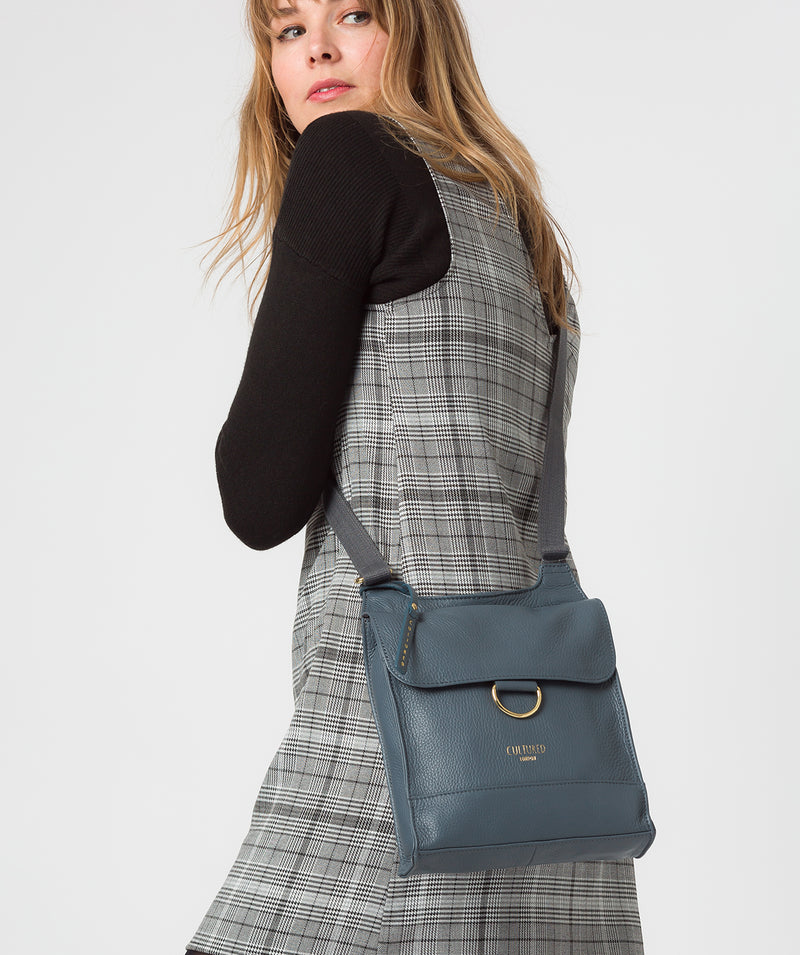 'Covent' Moonlight Blue Leather Cross Body Bag