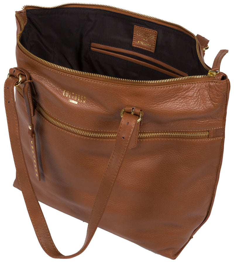 'Moorgate' Dark Tan Leather Tote Bag