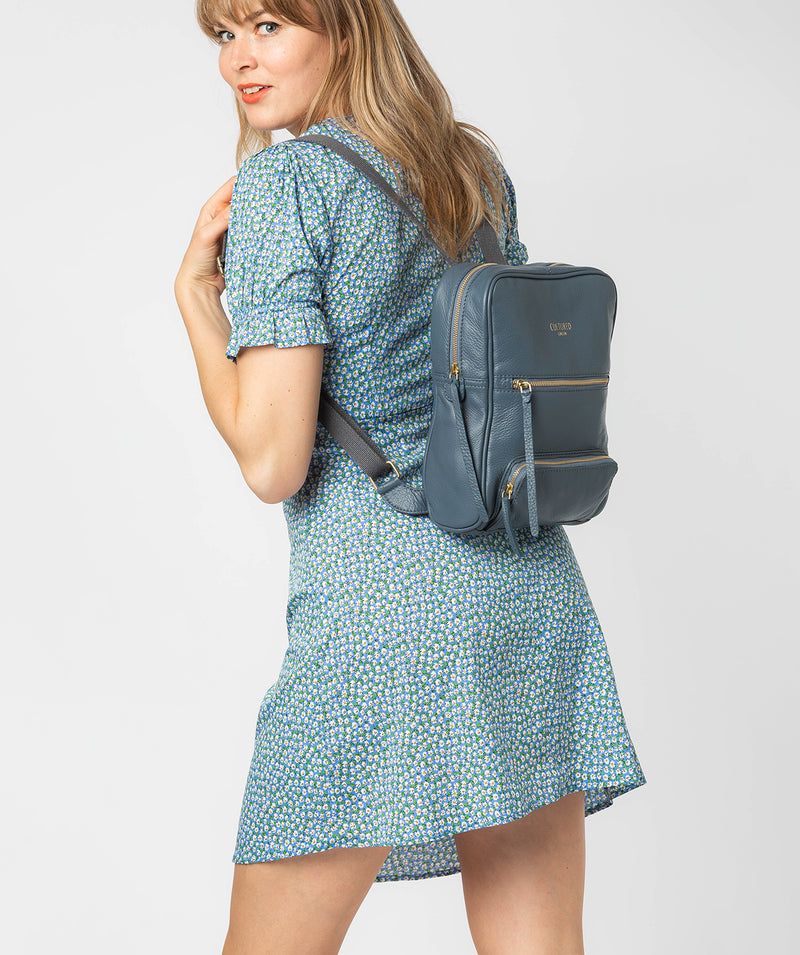 'Abbey' Moonlight Blue Leather Backpack