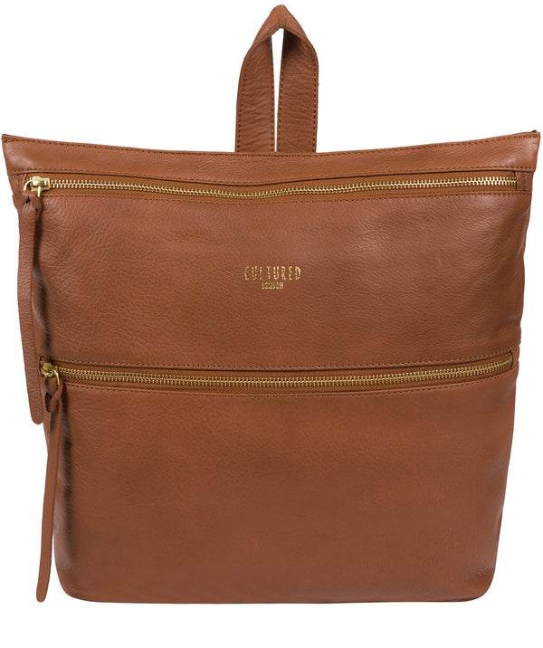 'Addington' Dark Tan Leather Backpack