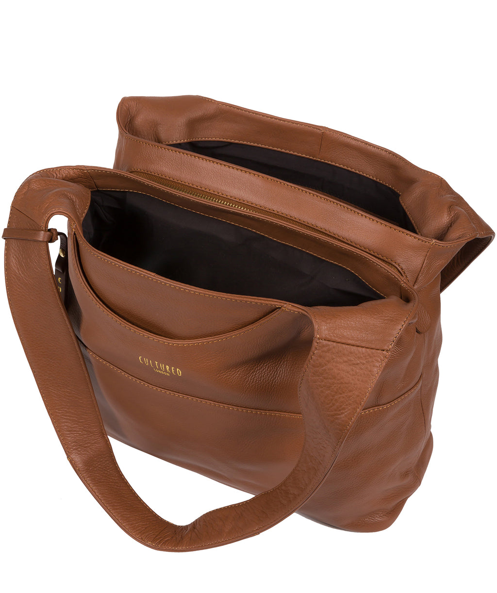 Tan Leather Shoulder Bag 'Boston' by Cultured London Pure Luxuries London