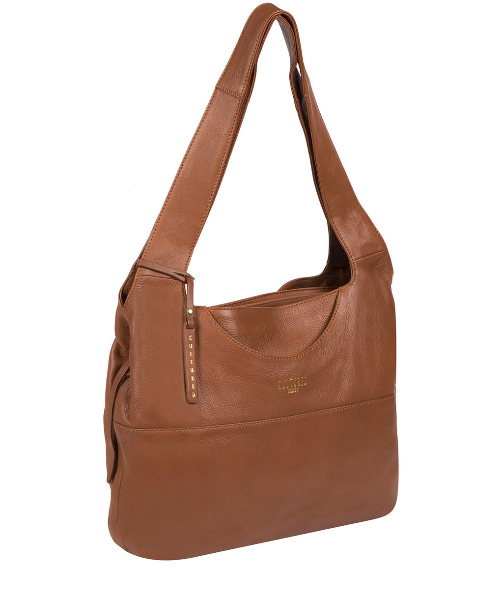 Tan Leather Shoulder Bag 'Boston' by Cultured London Pure Luxuries London