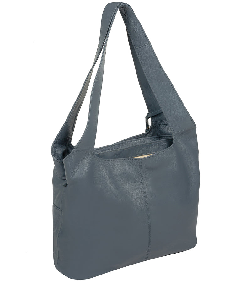 'Boston' Moonlight Blue Leather Shoulder Bag
