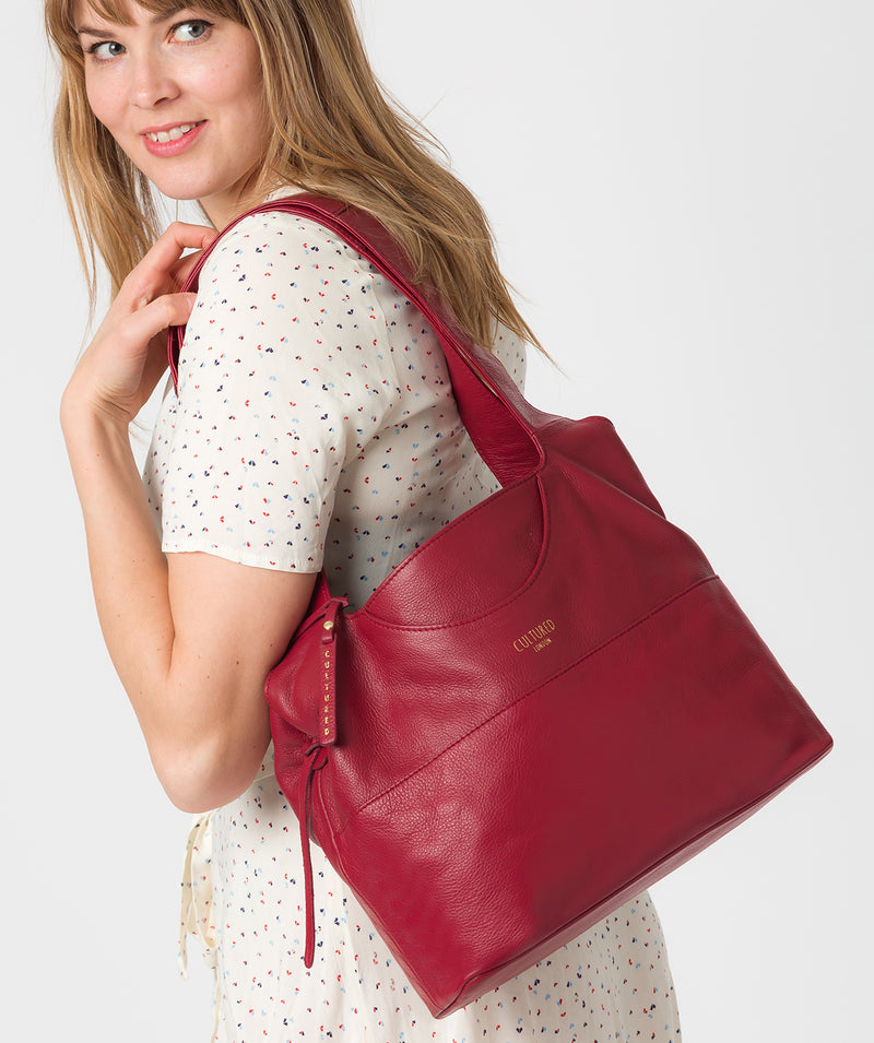 'Boston' Red Leather Shoulder Bag