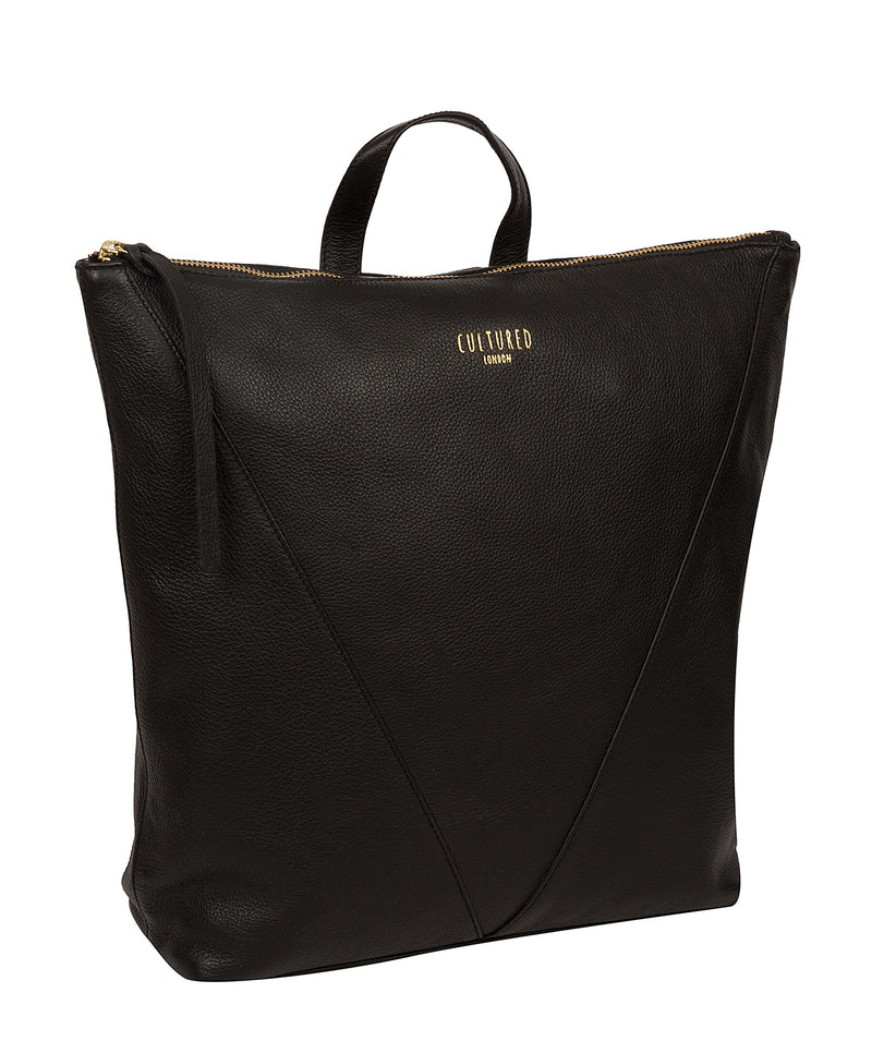 'Iiford' Black Leather Backpack