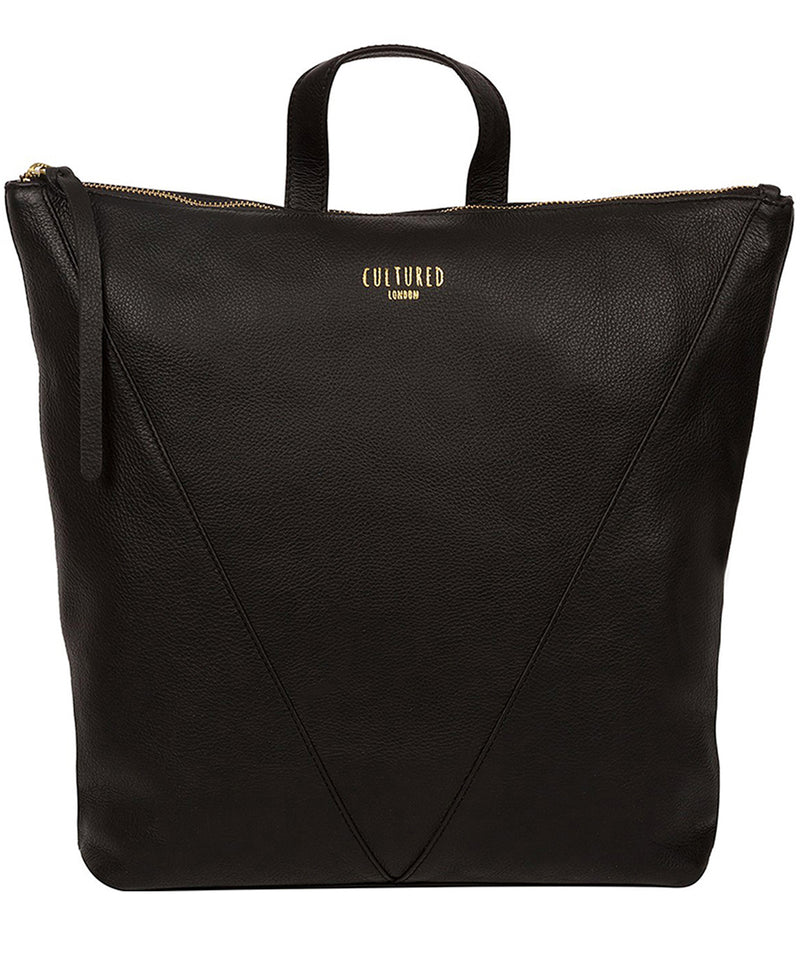 'Iiford' Black Leather Backpack