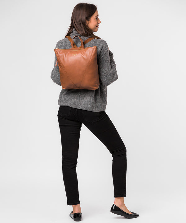 'Iiford' Dark Tan Leather Backpack