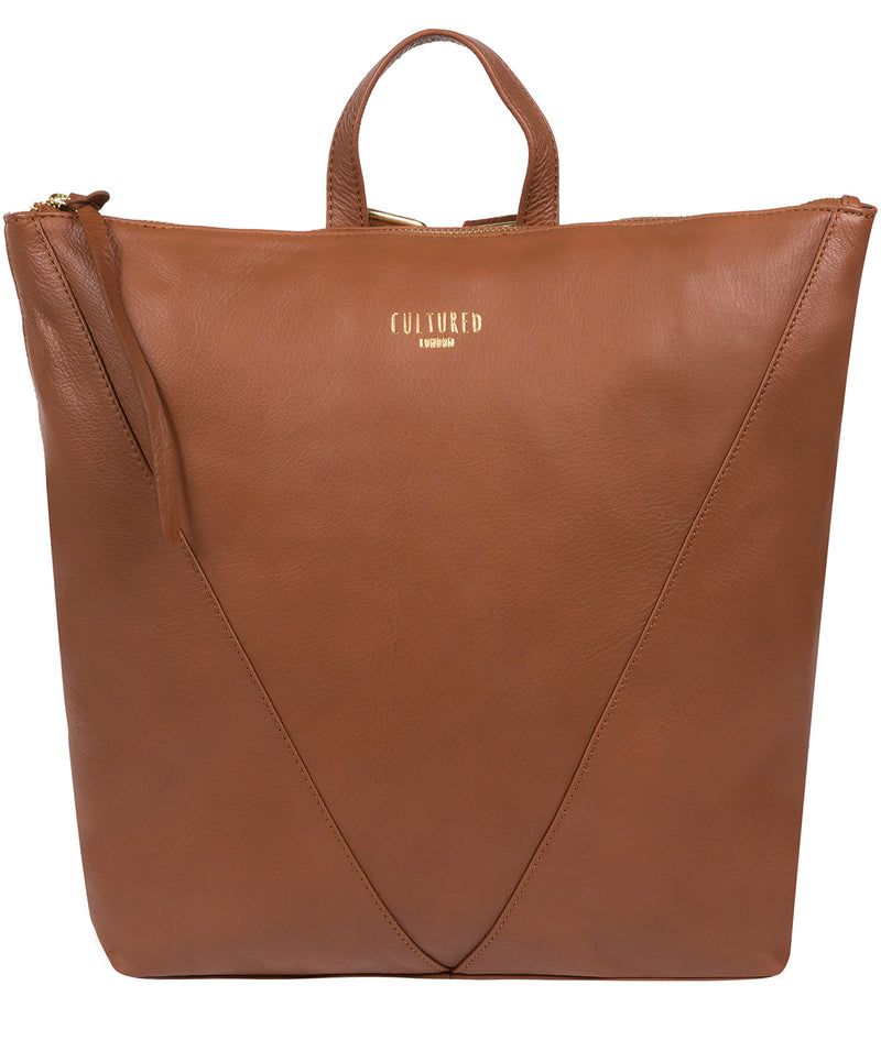 'Iiford' Dark Tan Leather Backpack