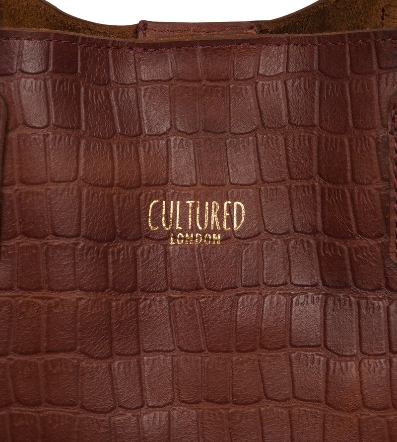 'Kingston' Chestnut Croc Leather Tote Bag