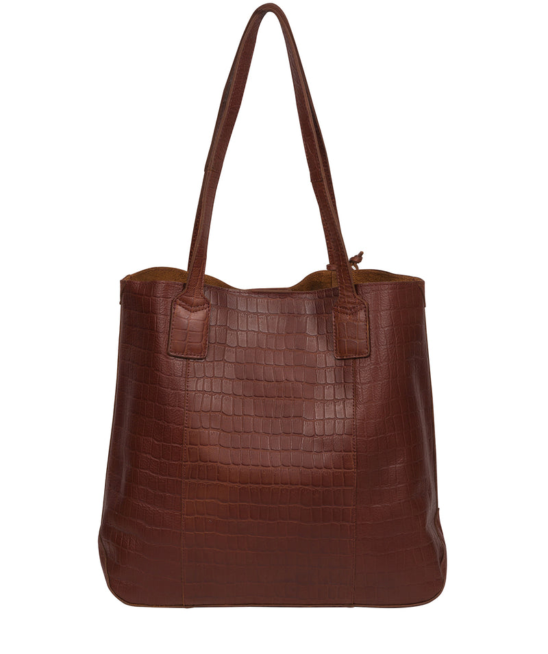 'Kingston' Chestnut Croc Leather Tote Bag