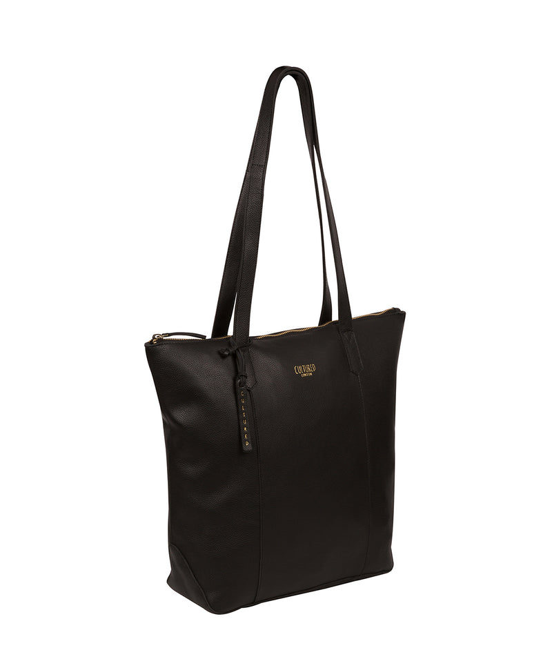 'Havering' Black Leather Tote Bag