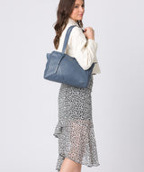 'Astoria' Moonlight Blue Leather Shoulder Bag