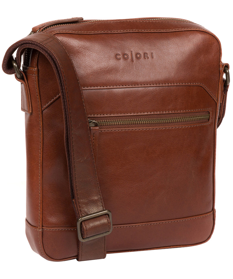 'Anzio' Italian-Inspired Umber Brown Leather Cross Body Bag image 5