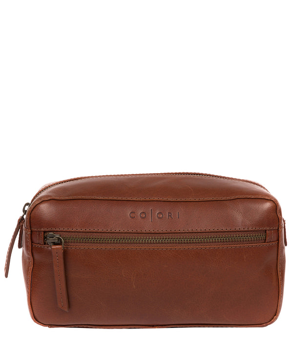 'Como' Italian Inspired Umber Brown Leather Washbag Pure Luxuries London