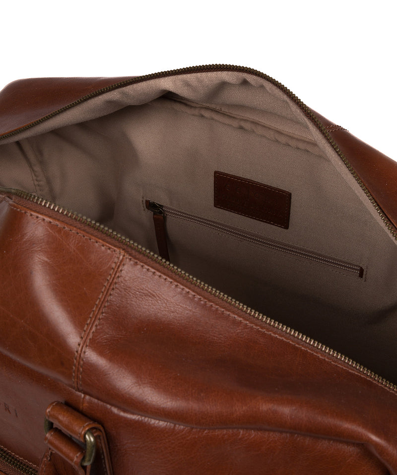 'Giambino' Italian-Inspired Umber Brown Leather Holdall image 4