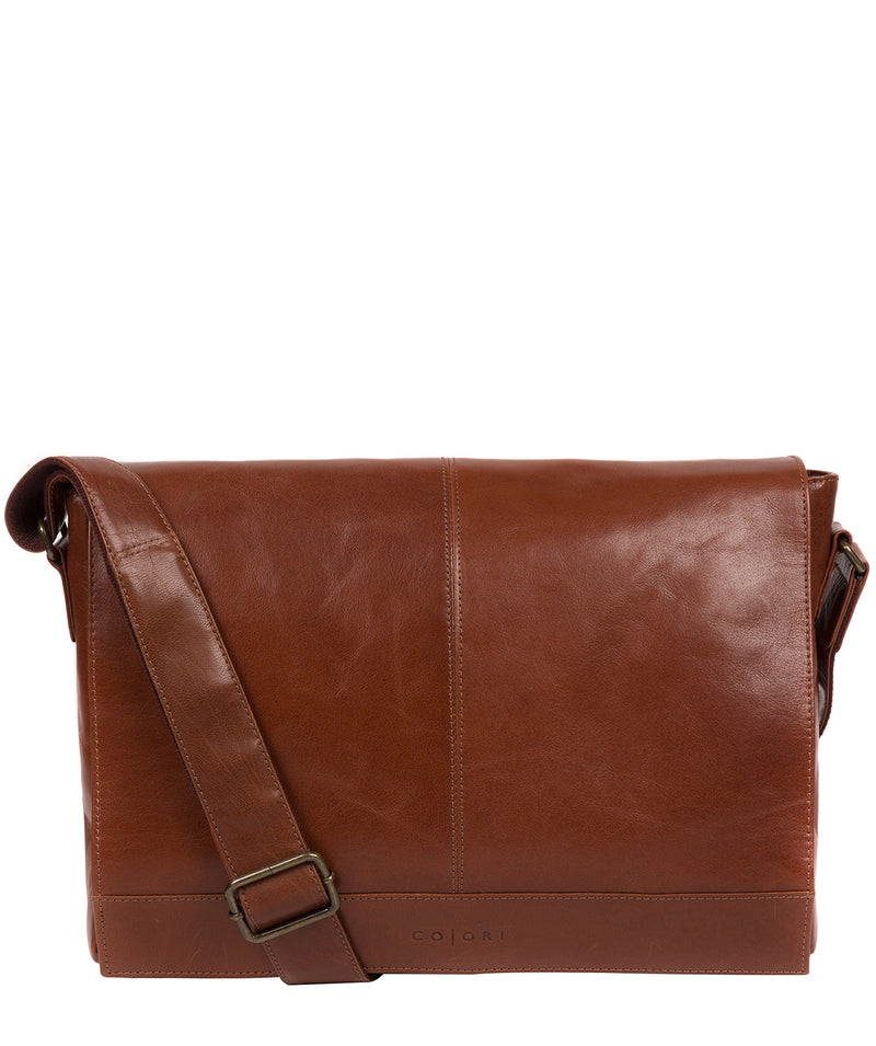 'Maldini' Italian-Inspired Umber Brown Leather Messenger Bag Pure Luxuries London
