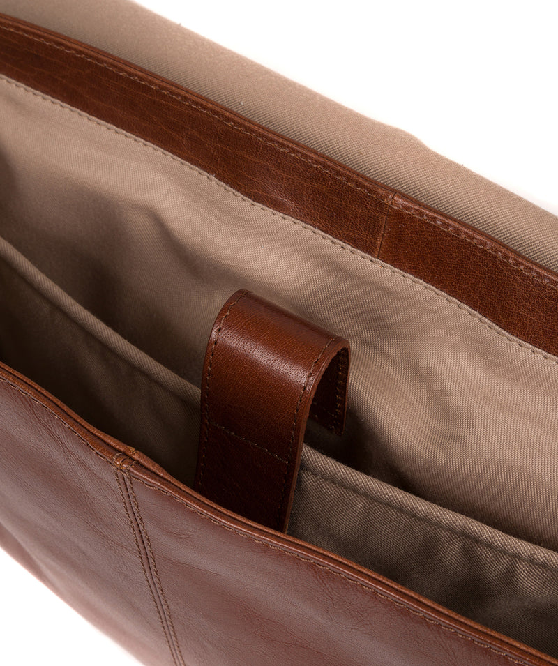 'Maldini' Italian-Inspired Umber Brown Leather Messenger Bag image 4