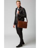 'Maldini' Italian-Inspired Umber Brown Leather Messenger Bag Pure Luxuries London