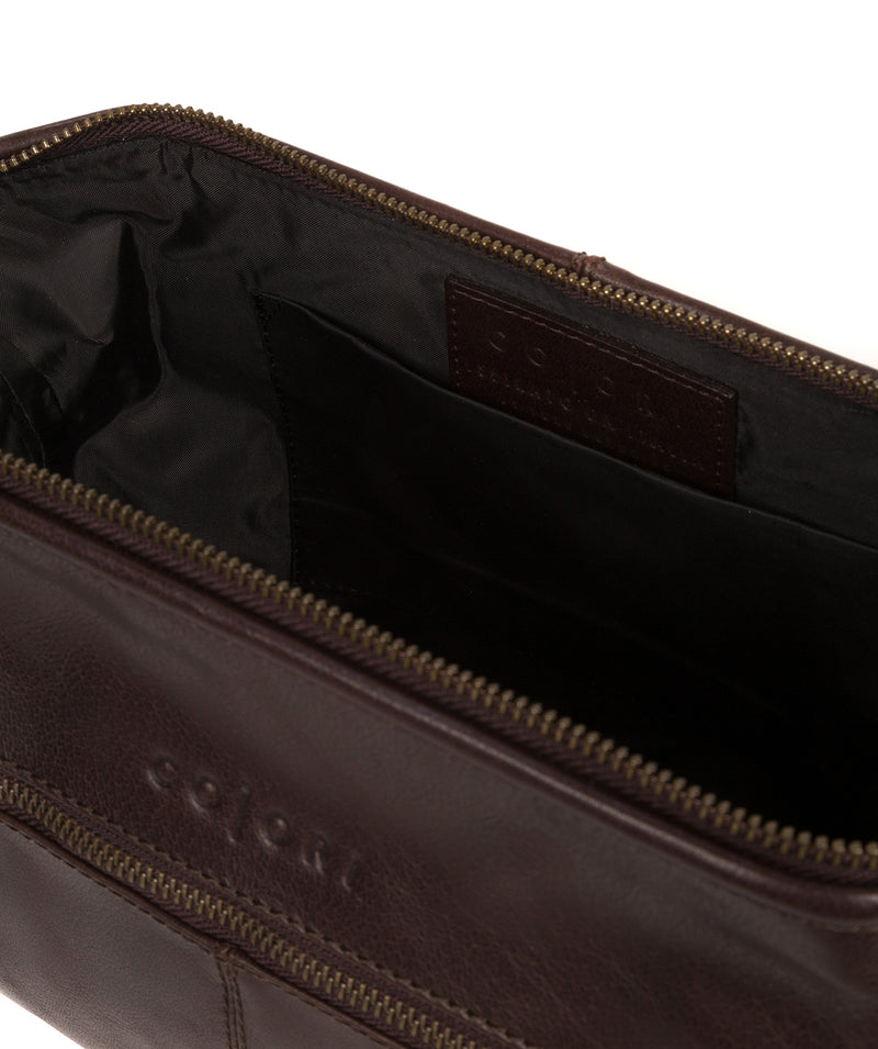 'Morano' Italian-Inspired Espresso Leather Washbag image 4