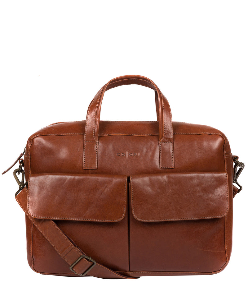 'Vasto' Italian-Inspired Umber Brown Leather Work Bag image 1