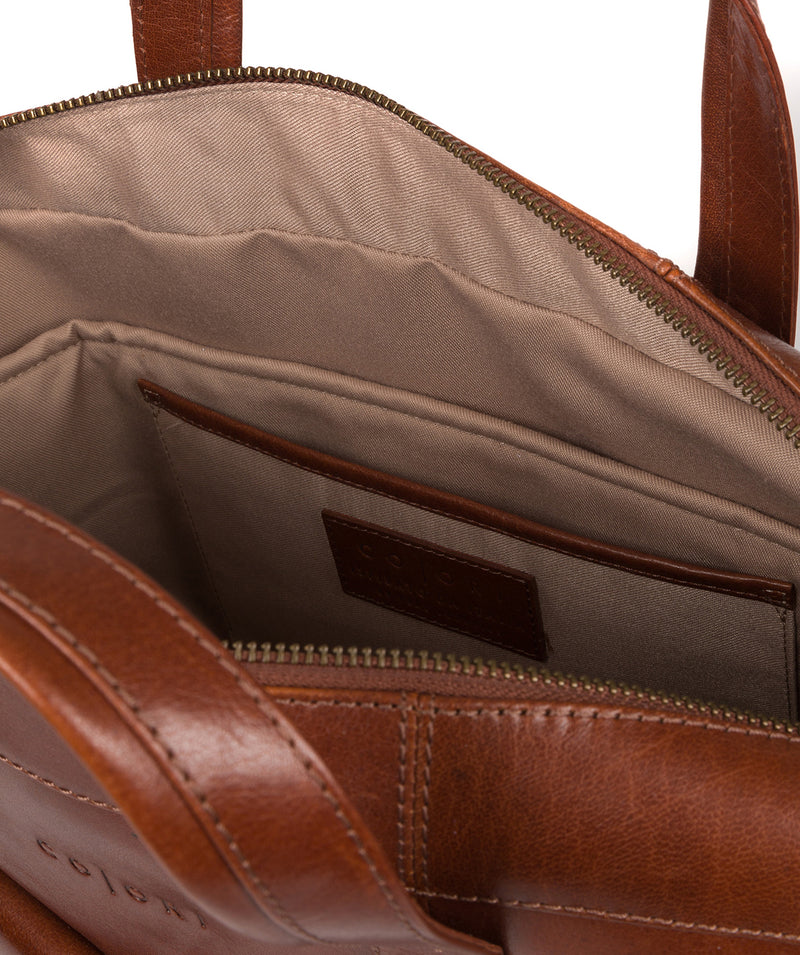 'Vasto' Italian-Inspired Umber Brown Leather Work Bag image 4