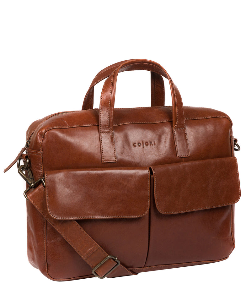 'Vasto' Italian-Inspired Umber Brown Leather Work Bag image 5