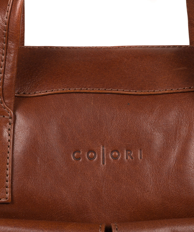 'Vasto' Italian-Inspired Umber Brown Leather Work Bag image 6