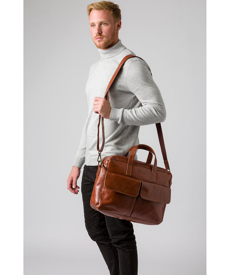 'Vasto' Italian-Inspired Umber Brown Leather Work Bag image 2