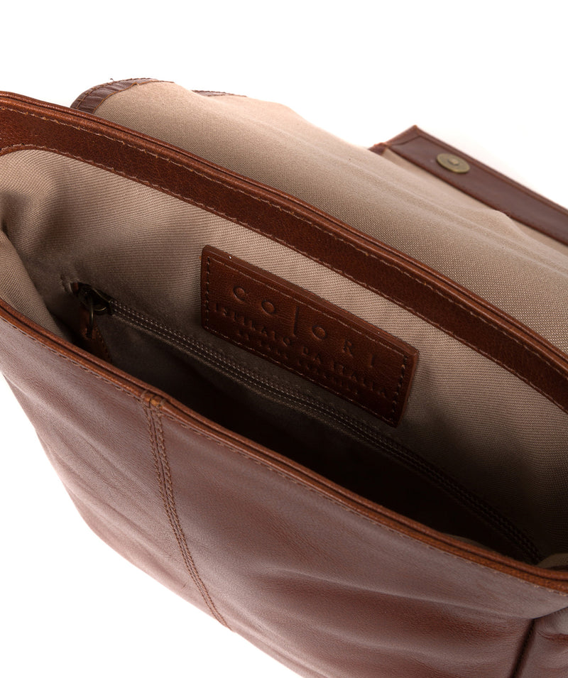 'Zoff' Italian-Inspired Umber Brown Leather Messenger Bag image 4