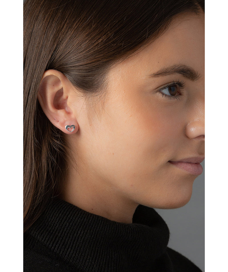 'Allyson' Sterling Silver Heart Stud Earrings image 2