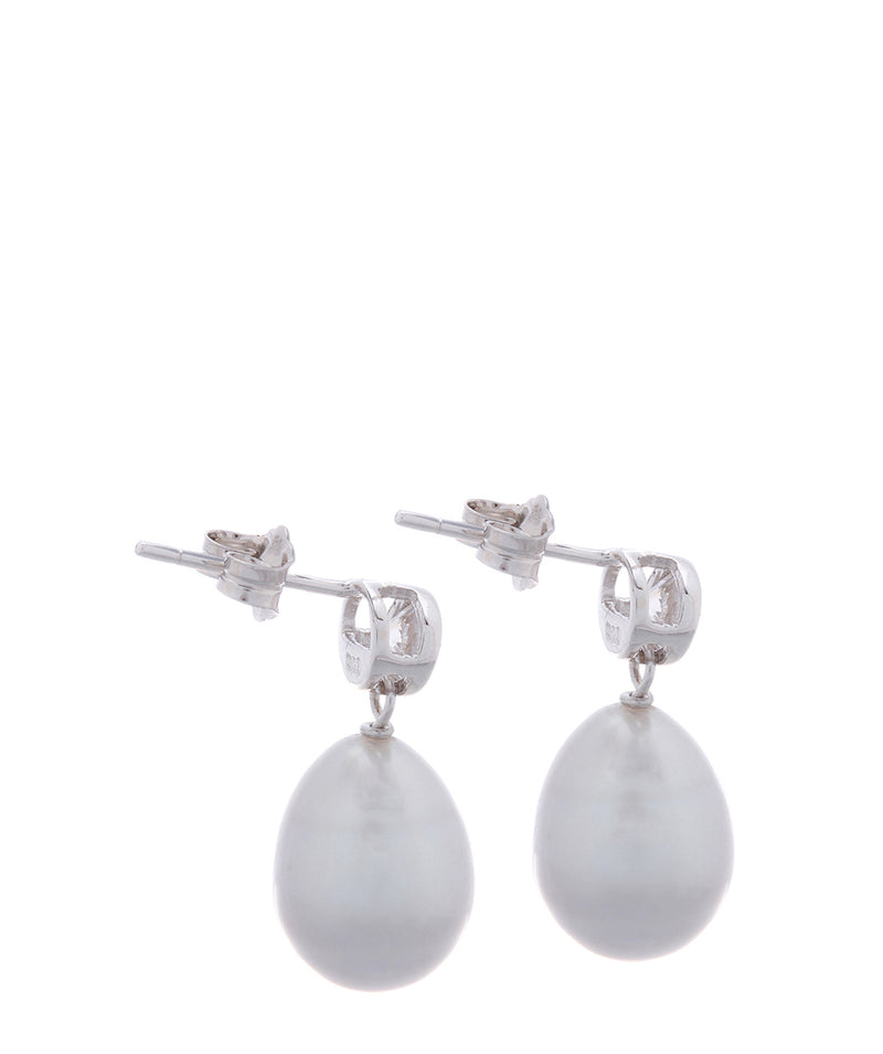 'Belle' 9-9.5mm Grey Cultured River Pearl & Cubic Zirconia Earrings image 4